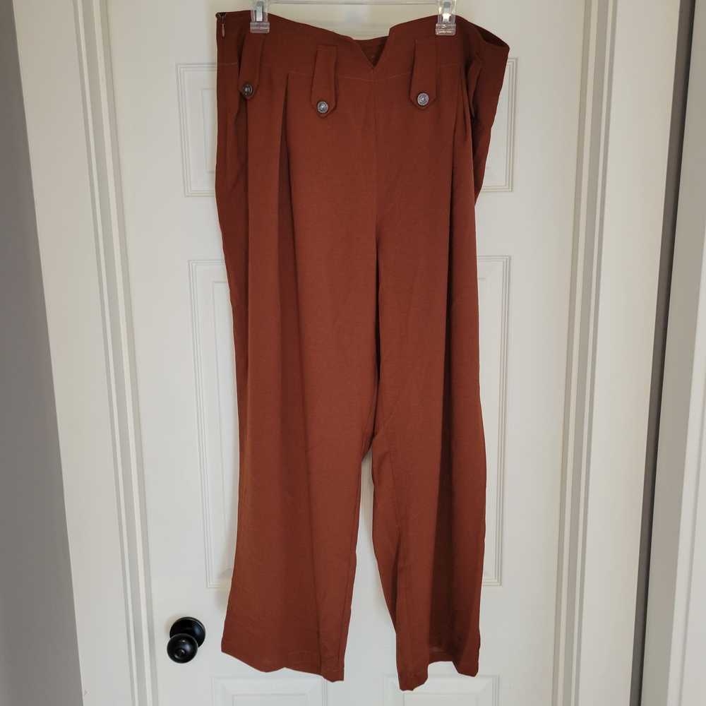 SHEIN Women's Terracotta Wide Leg Pants - Picture 4 of 5